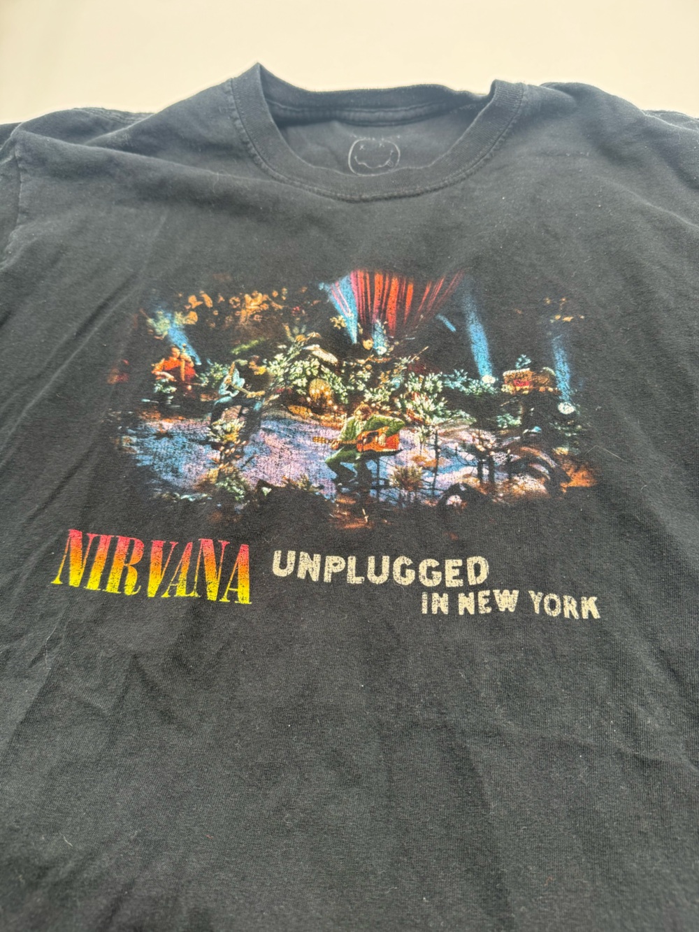 NIRVANA Black Unplugged In New York Multicolor Stage Graphic Tee